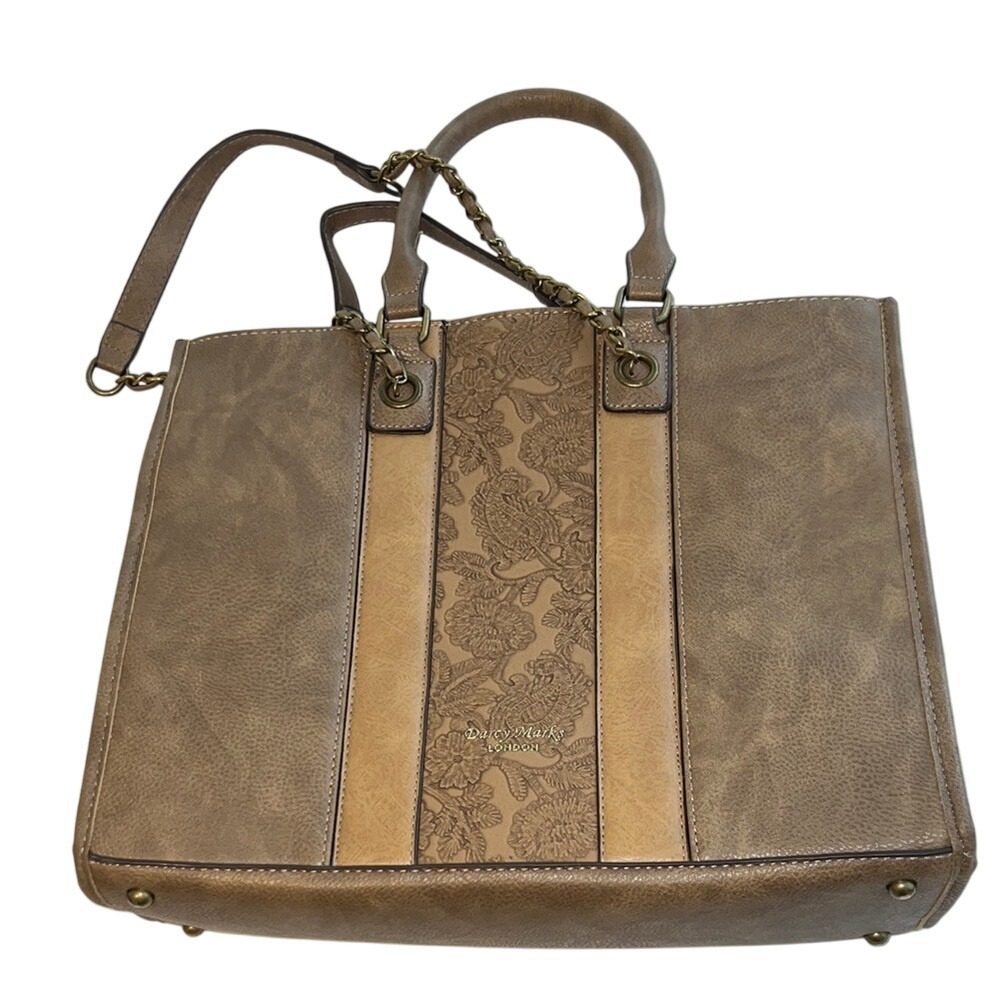 Darcy Marks London Brown Structured Tote with Textured‎ Design